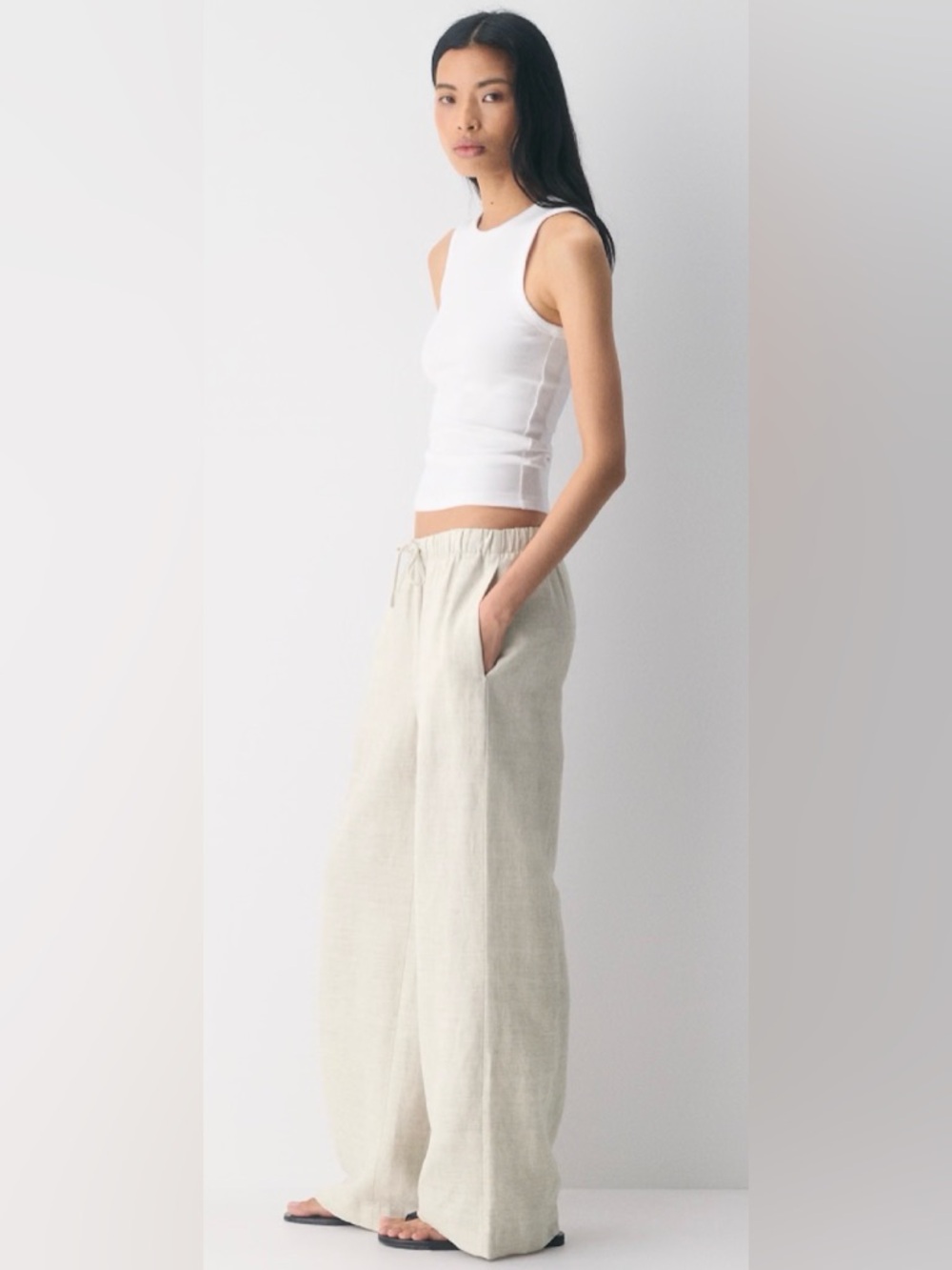 Aritzia Lodge Pants CruiseLinen Undyed Ecru Women’s Medium Brand New - Picture 2 of 4